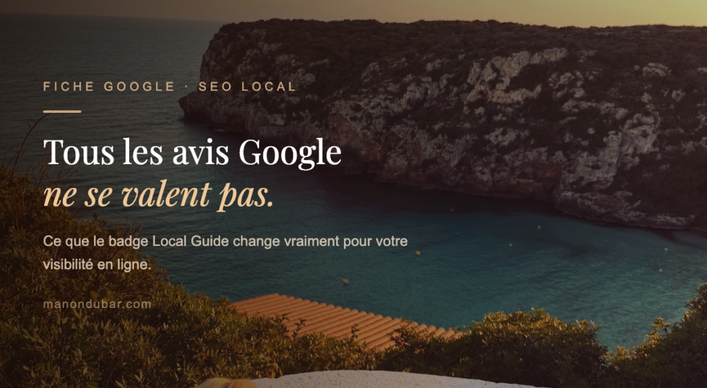 Conseils SEO
Fiche Google 
Référencement local